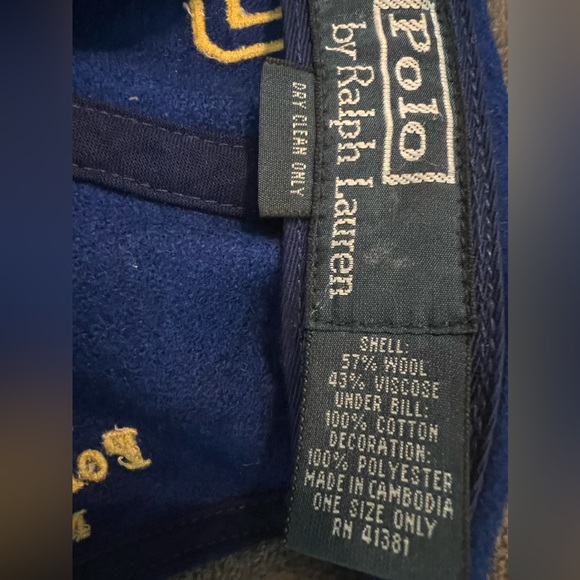 VINTAGE WOOL POLO RALPH LAUREN Blue  57% WOOL 43% VISCOSE  BASEBALL CAP. Rare - Picture 6 of 7